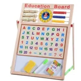 Multipurpose Double-Sided Magnetic Wooden Writing, Drawing and Abacus Education Board for Kids
