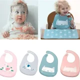 Food Grade Waterproof Silicone Bibs For Baby Adjustable Cute Cartoon Baby Bib Boys Toddler Feeding Stuff