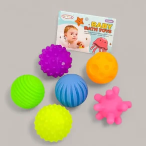 Baby Sensory Ball,COLOURFUL SQUEAKY BALL | SOFT SILICONE RUBBER BALL FOR BABY/6 Pieces Soft Viny l Texture Multi Ball Set for Baby