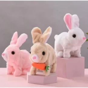 Electric Plush White Rabbit Stuffed Bunny Interactive Soft Bunny Toy Mumble Walking & Sound Baby Educational Simulation Kids Cute Toy