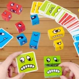 Cube Face Changing Expression Puzzle Game – Montessori Wooden Building Blocks Board Game for Kids | Boosts Creativity, Thinking & Matching Skills | Improves Emotional Recognition & IQ | Bright Colors & Cute Cartoon Expressions