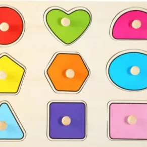 Colour shape Wooden Educational Hand Grip Jigsaw Puzzle Kids & Baby Early Learning Knob Puzzle Toys