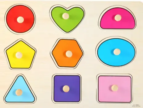 Colour shape Wooden Educational Hand Grip Jigsaw Puzzle Kids & Baby Early Learning Knob Puzzle Toys